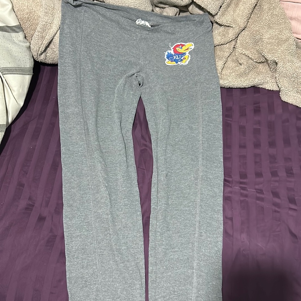Grey Kansas U sweatpants, a little big on the waist